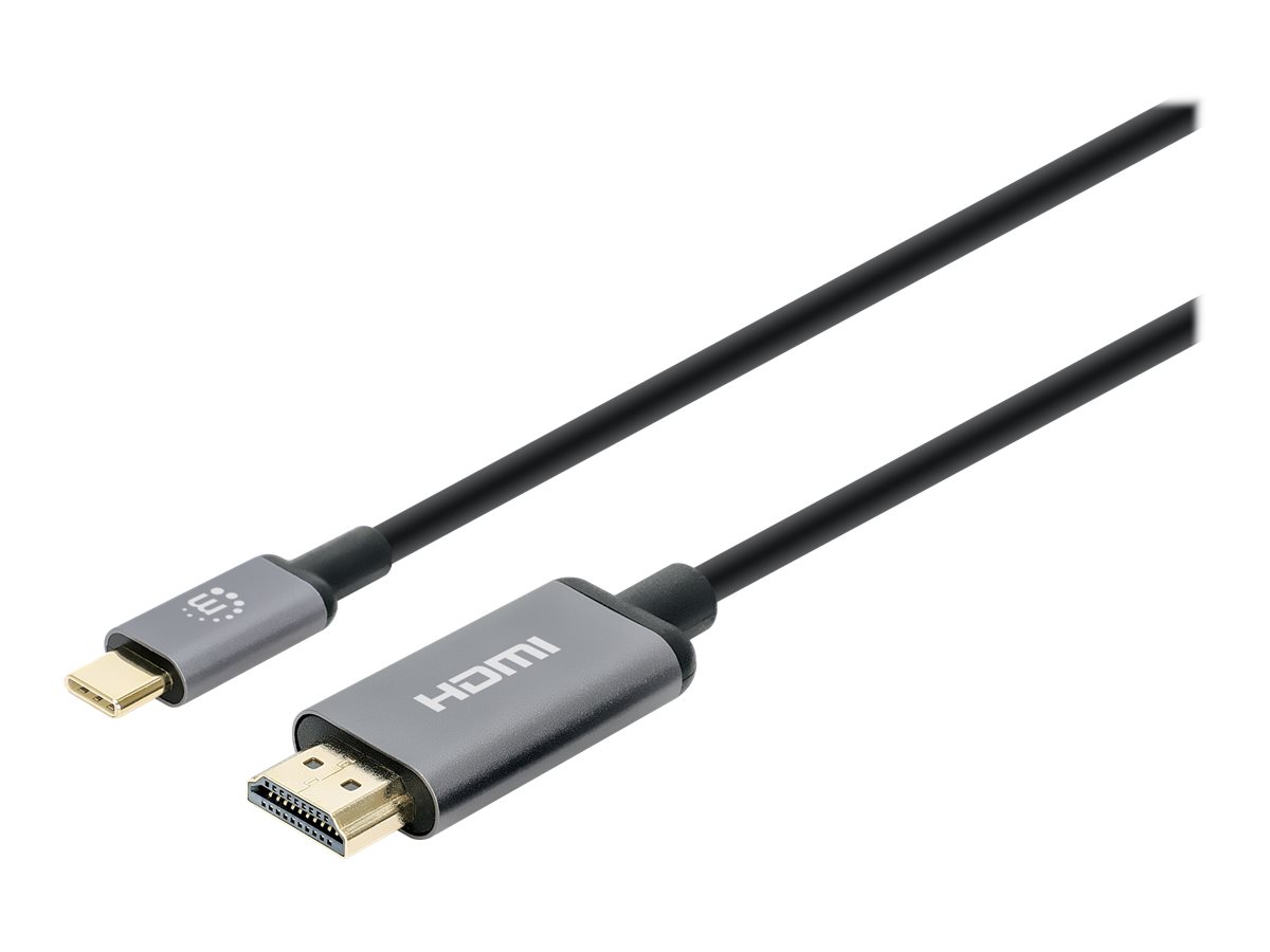 MANHATTAN 4K60Hz USB-C auf HDMI-Adapterkabel USB-C-Stecker auf HDMI-Stecker 2m vergoldete Kontakte schwarz