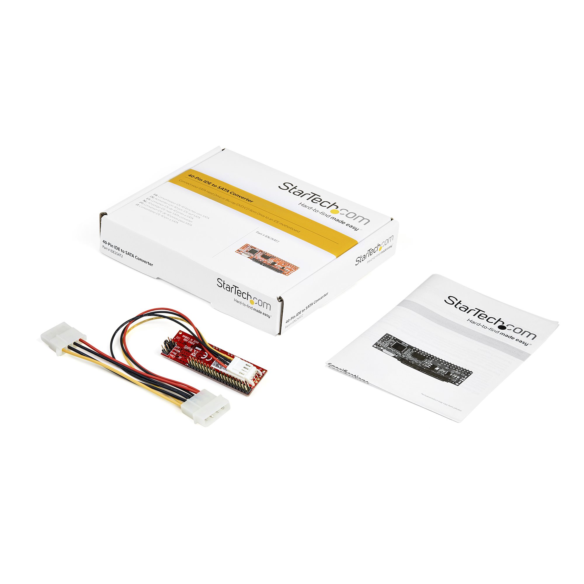 STARTECHCOM IDE to SATA Hard Drive or Optical Drive Adapter 40Pin PATA to 25inch SATA HDDSSDODD Converter