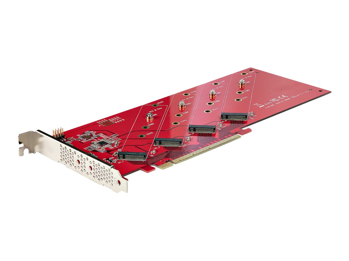 STARTECH.COM Quad M.2 PCIe Adapterkarte PCI Express 4.0 x16 auf Vierfach NVMe oder AHCI M-Key M.2 SSDs 7,8GBit/s je SSD Bifurkation