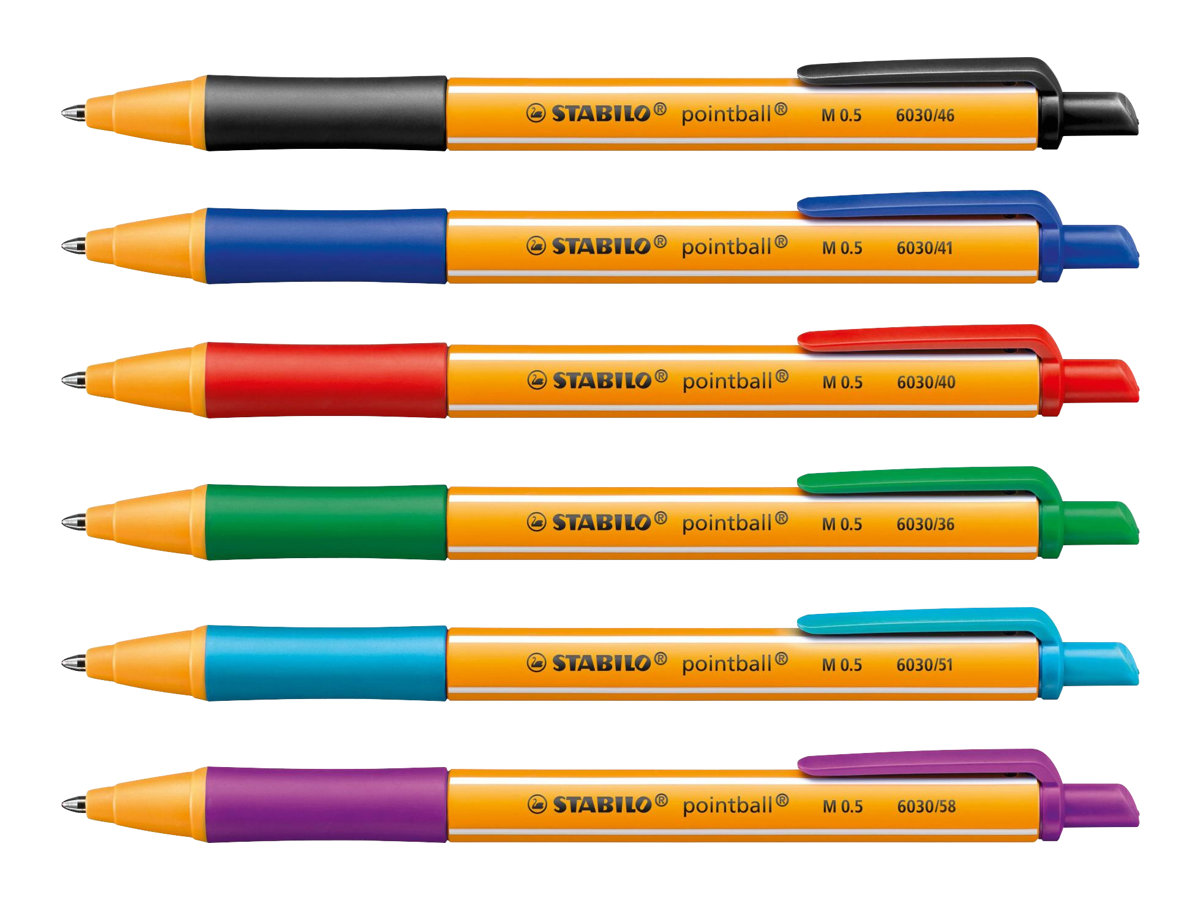 STABILO Kugelschreiber pointball orange/weiss, Schreibfarbe: farbsortiert, 6 St. STABILO Kugelschreiber pointball orange/weiss, Schreibfarbe: farbsortiert, 6 St.