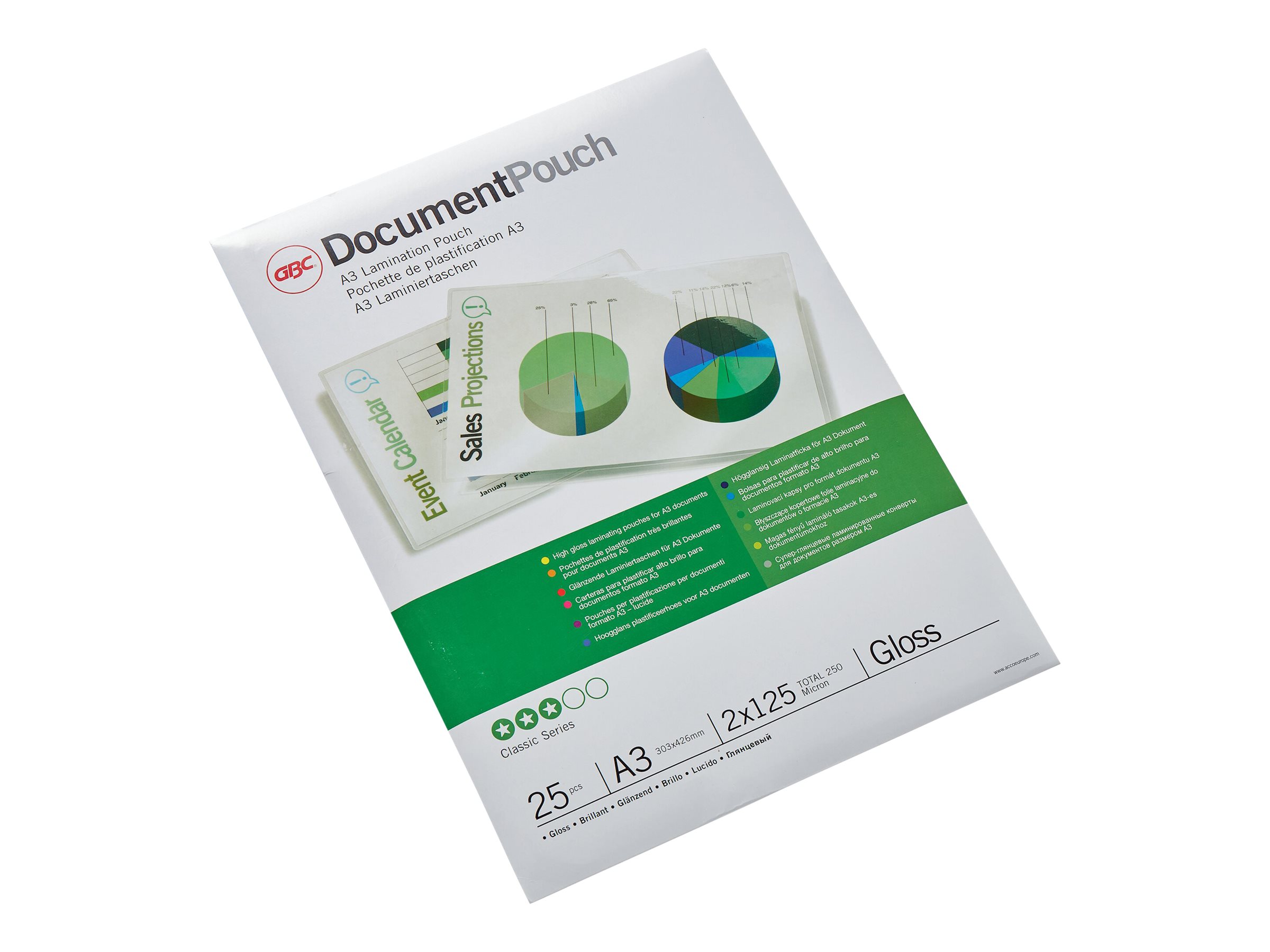 25 GBC Laminierfolien glaenzend fuer A3 125 micron 25 GBC Laminierfolien glaenzend fuer A3 125 micron