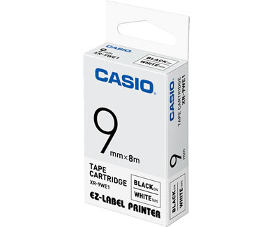 CASIO Schriftband XR-9WE XR-9WE1, 9 mm schwarz auf weiss CASIO Schriftband XR-9WE XR-9WE1, 9 mm schwarz auf weiss