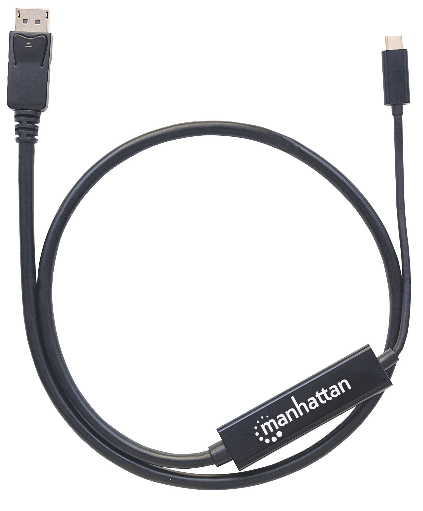 MANHATTAN USB Typ C auf DisplayPortKabel 1m Konvertiert das AlternateModeSignal in ein DisplayPort 4KAusgangssignal schwarz