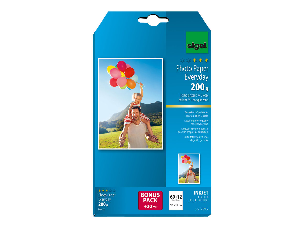 SIGEL Fotopapier IP719 10,0 x 15,0 cm hochglaenzend 200 g/qm 72 Blatt SIGEL Fotopapier IP719 10,0 x 15,0 cm hochglaenzend 200 g/qm 72 Blatt