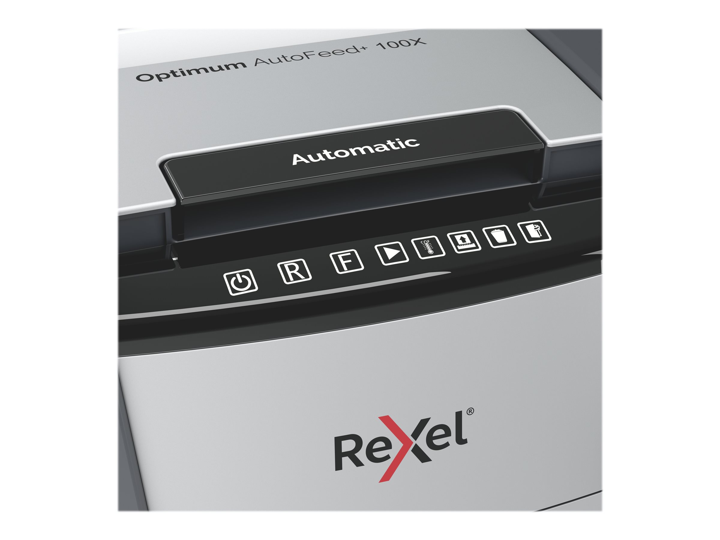 Rexel Optimum AutoFeed+100X Aktenvernichter mit Partikelschnitt P-4, 4 x 28 mm, bis 100 Blatt, schwarz Rexel Optimum AutoFeed+100X Aktenvernichter mit Partikelschnitt P-4, 4 x 28 mm, bis 100 Blatt, schwarz