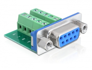 Delock Serieller Adapter 10-poliger Terminalblock zu DB-9 Buchse