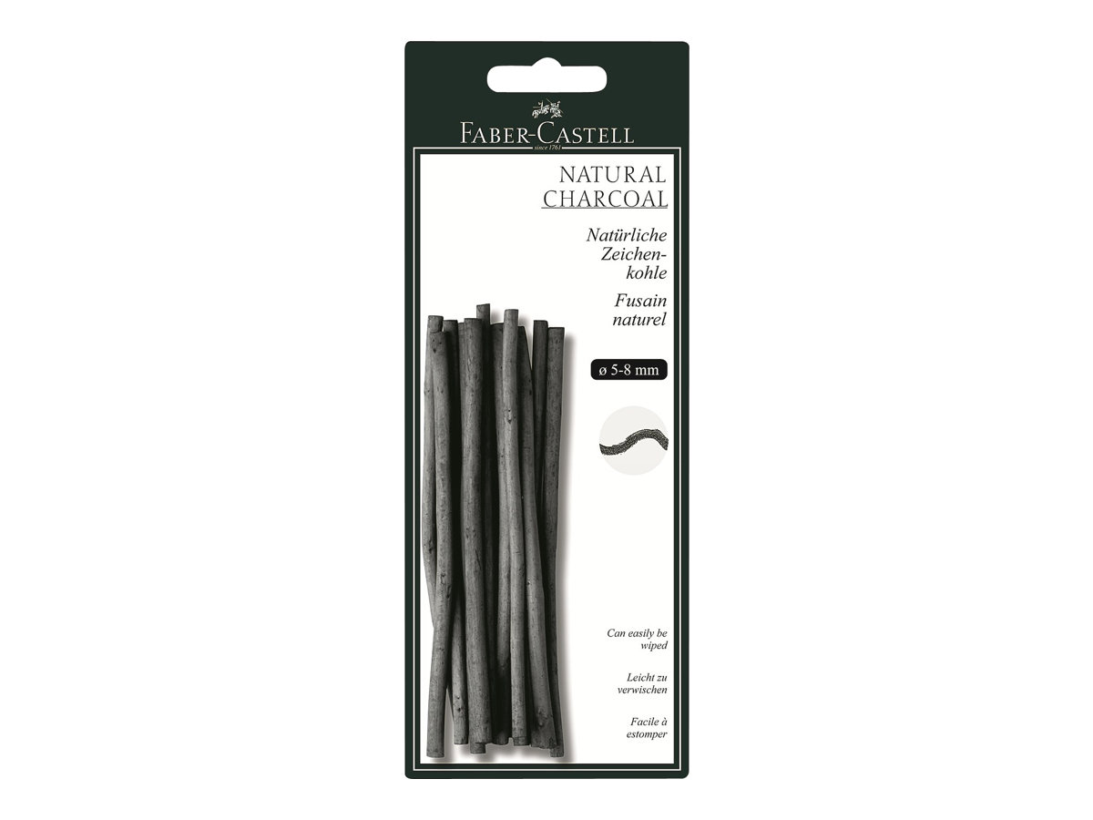 FABERCASTELL Natural Charcoal Zeichenkohle schwarz, 12 St