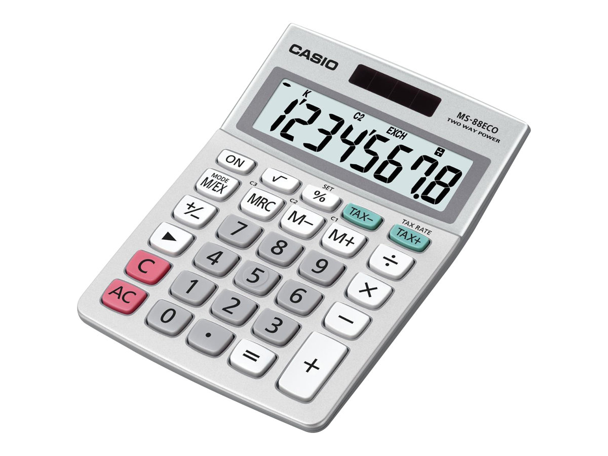 CASIO MS-88ECO Tischrechner silber CASIO MS-88ECO Tischrechner silber
