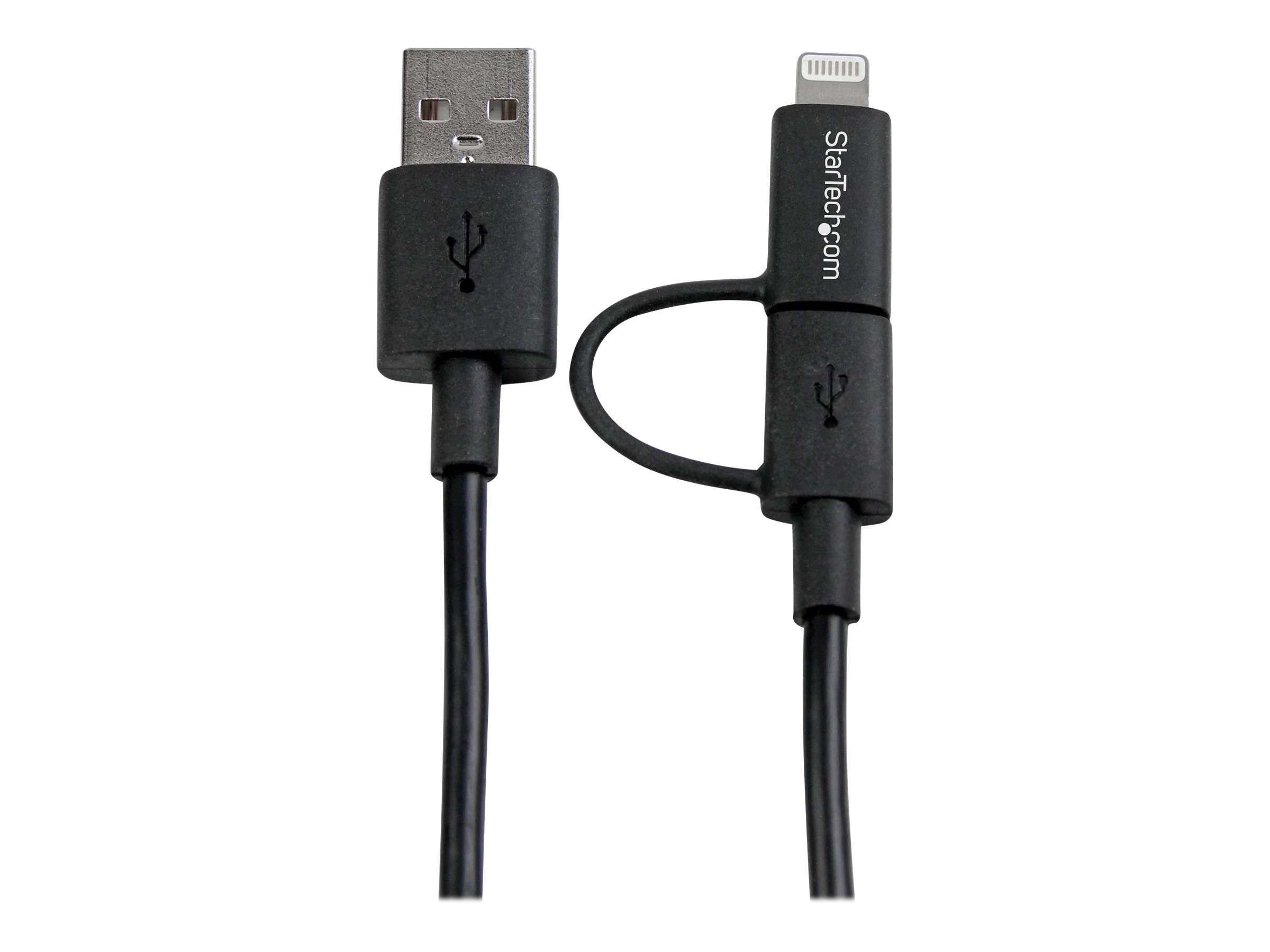StarTech.com 1m Apple Lightning oder Micro USB auf USB Kabel - iPhone iPad iPod Lade- und Sync-Kabel - Schwarz - Lade-/Datenkabel - Lightning / USB - 1 m