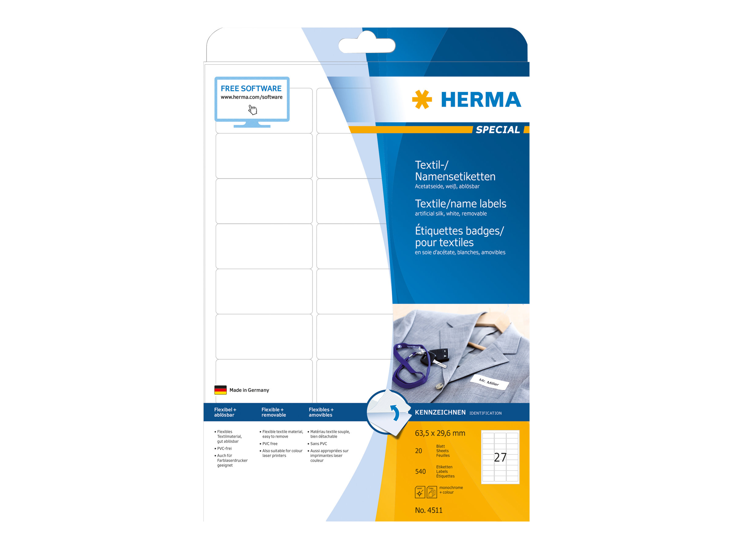 540 HERMA Namensetiketten 4511 weiss 63,5 x 29,6 mm 540 HERMA Namensetiketten 4511 weiss 63,5 x 29,6 mm