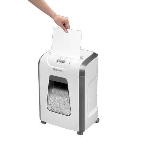 Fellowes Powershred 15C Aktenvernichter mit Partikelschnitt P4, 4 x 40 mm, bis 15 Blatt, weiss