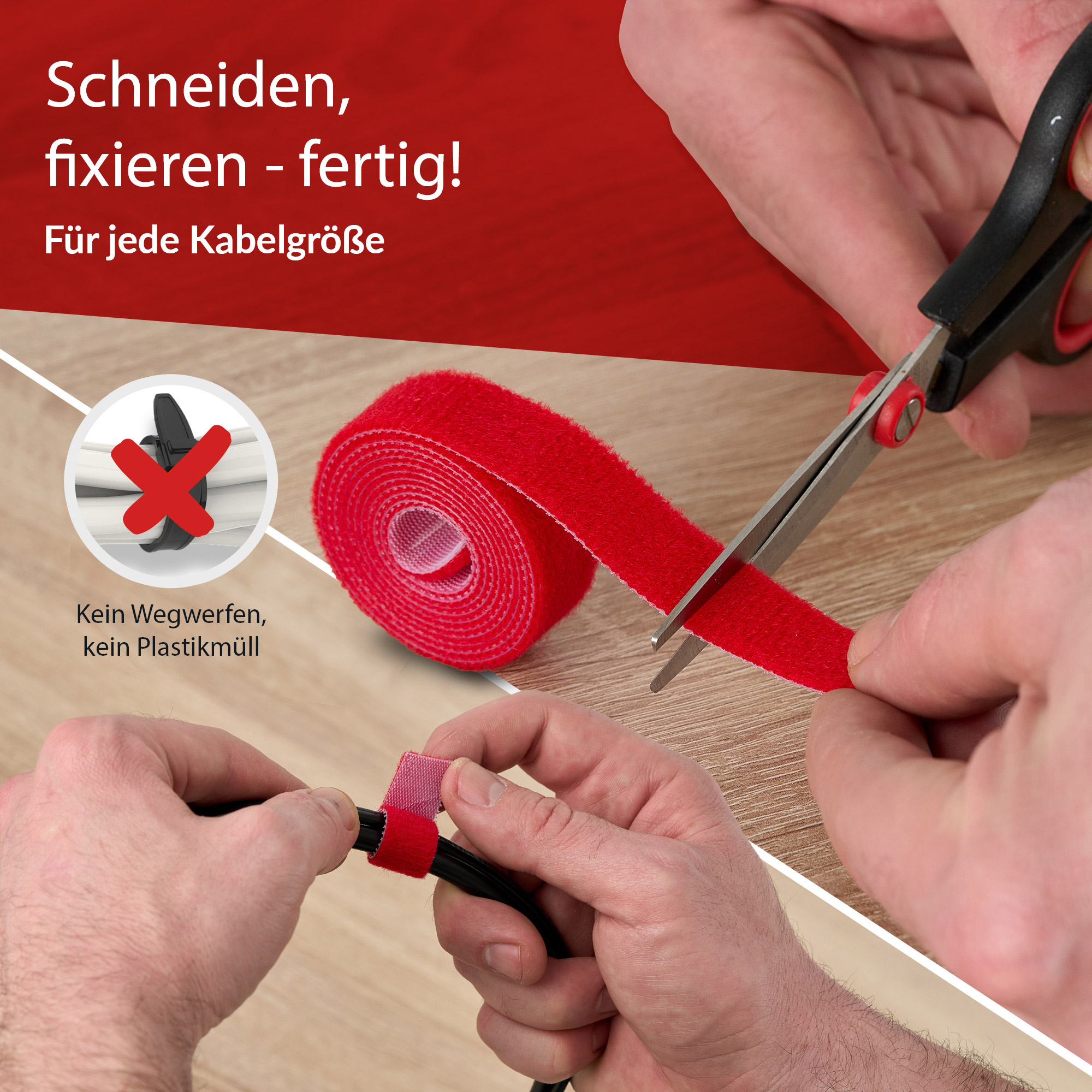 LABEL THE CABLE Klettband ROLL STRAPS farbsortiert 1,0 m x 1,6 cm, 4 St