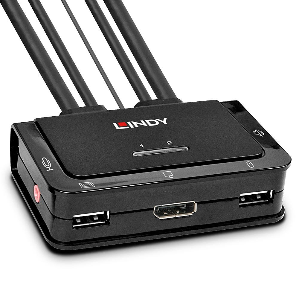 LINDY 2 Port DisplayPort 12 USB 20 Cable KVM Switch mit Audio