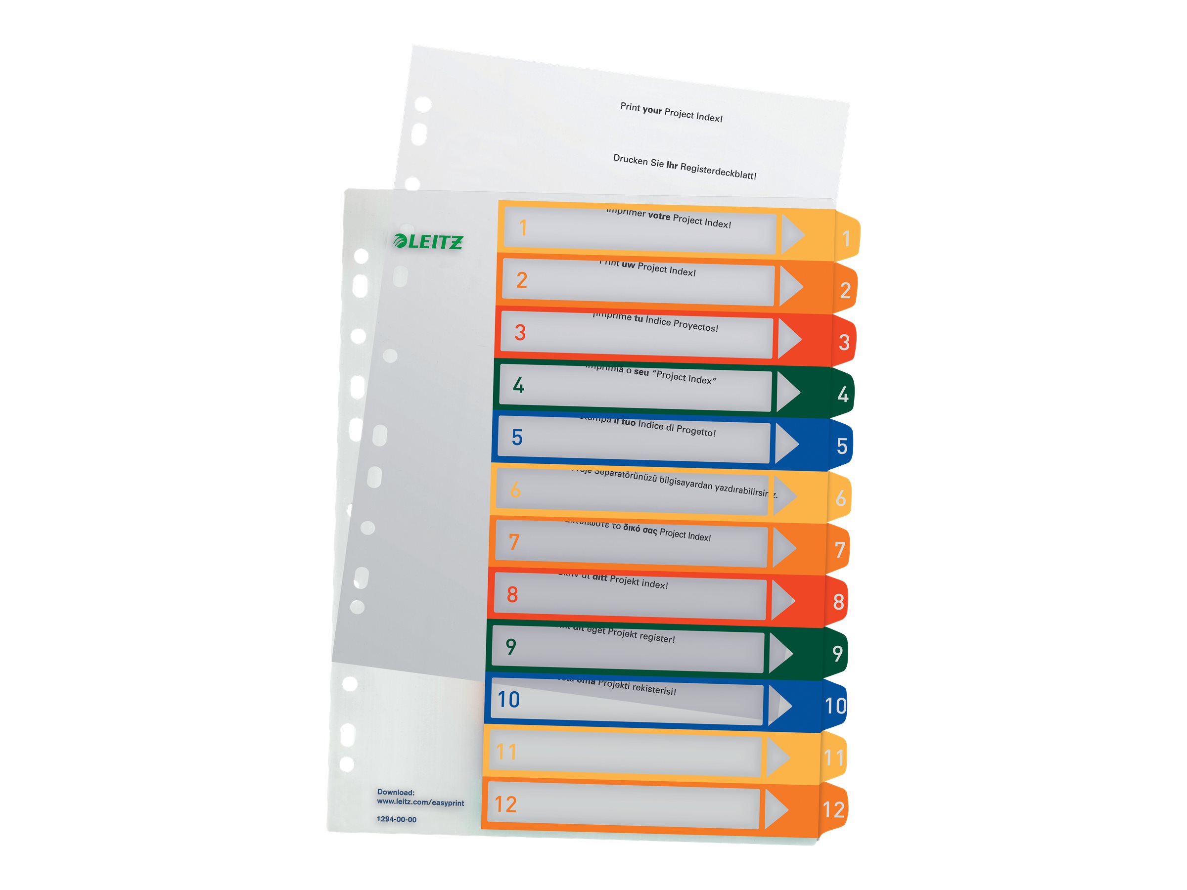 LEITZ Ordnerregister 1294 Vollformat, ueberbreite 1-12 farbig 12-teilig, 1 Satz LEITZ Ordnerregister 1294 Vollformat, ueberbreite 1-12 farbig 12-teilig, 1 Satz