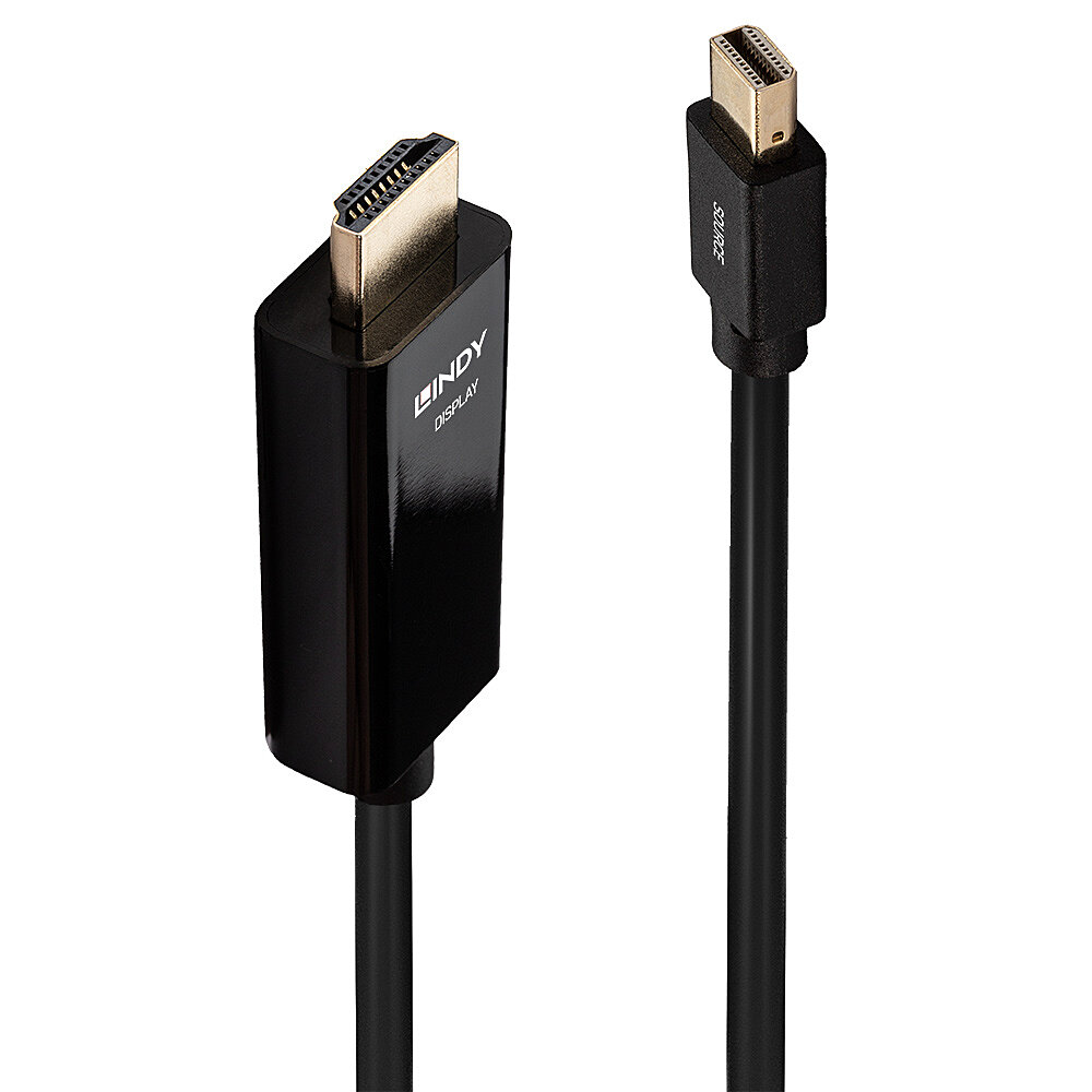 LINDY Kabel Mini DisplayPort/HDMI 4K30 DP: passiv 2m mDP Stecker an HDMI Stecker
