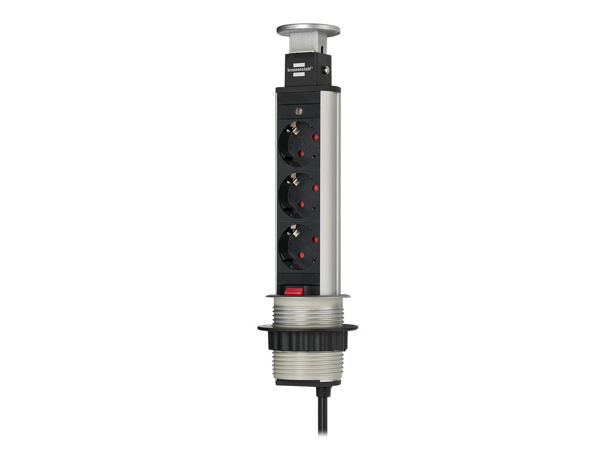 brennenstuhl Tower Power 3-fach Tischsteckdose 2,0 m silber