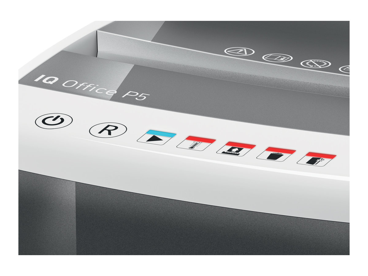 LEITZ IQ Office Aktenvernichter mit Partikelschnitt P-5, 2 x 15 mm, bis 10 Blatt, weiss