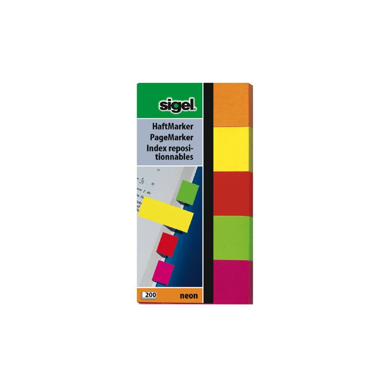 SIGEL NEON Haftmarker farbsortiert 5x 40 Streifen SIGEL NEON Haftmarker farbsortiert 5x 40 Streifen