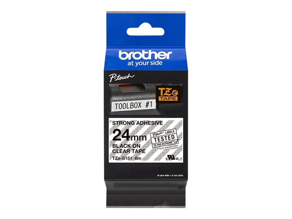 BROTHER P-Touch TZE-S151 schwarz auf clear 24mm extra gluey