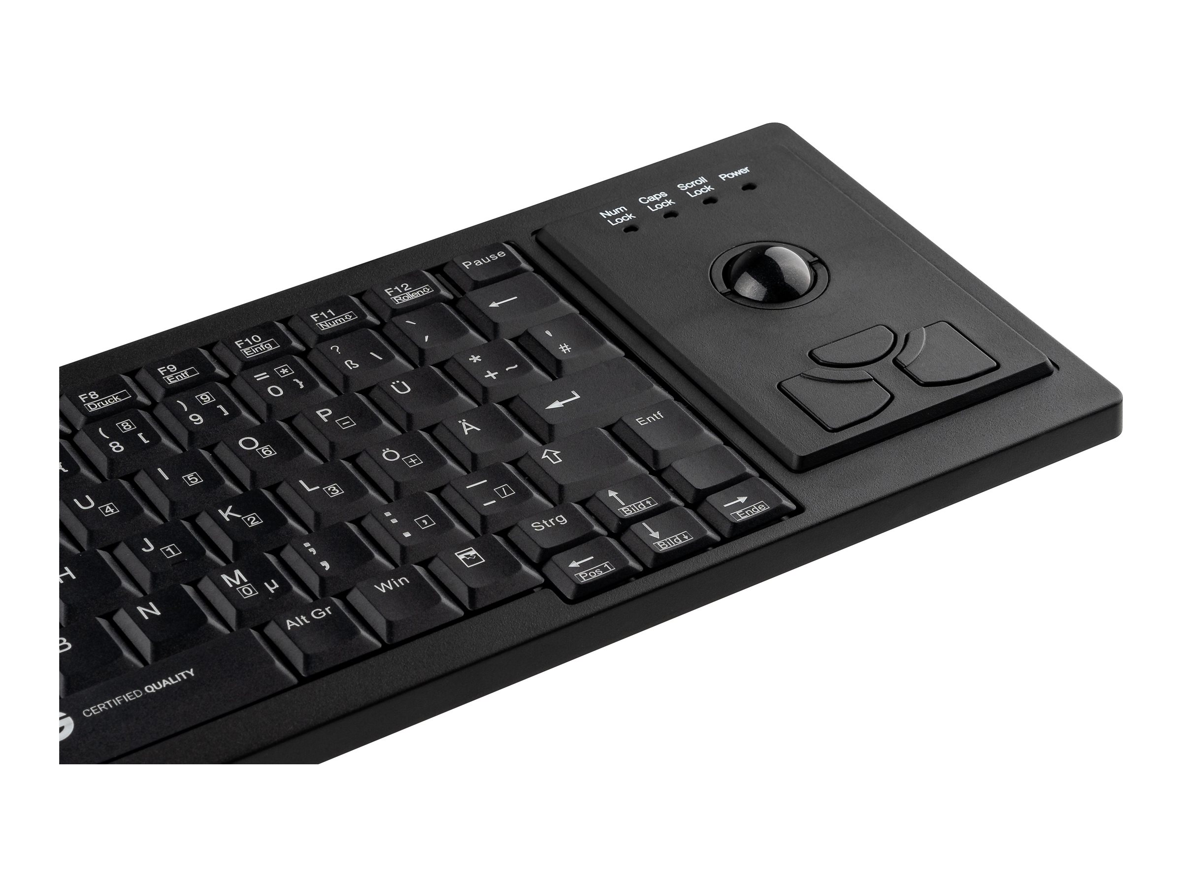 GETT Cleantype Xtra Roll Tastatur mit Trackball USB Farbe schwarz Layout DE
