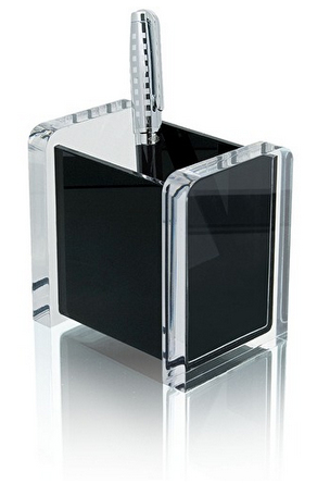 WEDO Stiftehalter Acryl Exklusiv glasklar/schwarz Acryl 9,4 x 6,5 x 9,4 cm