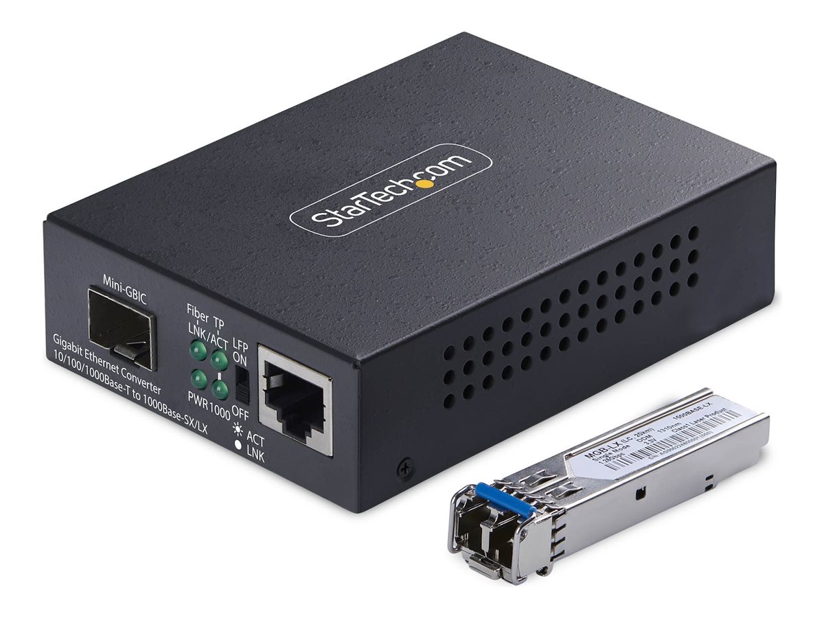 STARTECHCOM Gigabit Singlemode SM LC GlasfaserMedienkonverter 10 100 oder 1000Mbps 40 km RJ45 zu LC Vollmetallgehaeuse TAA