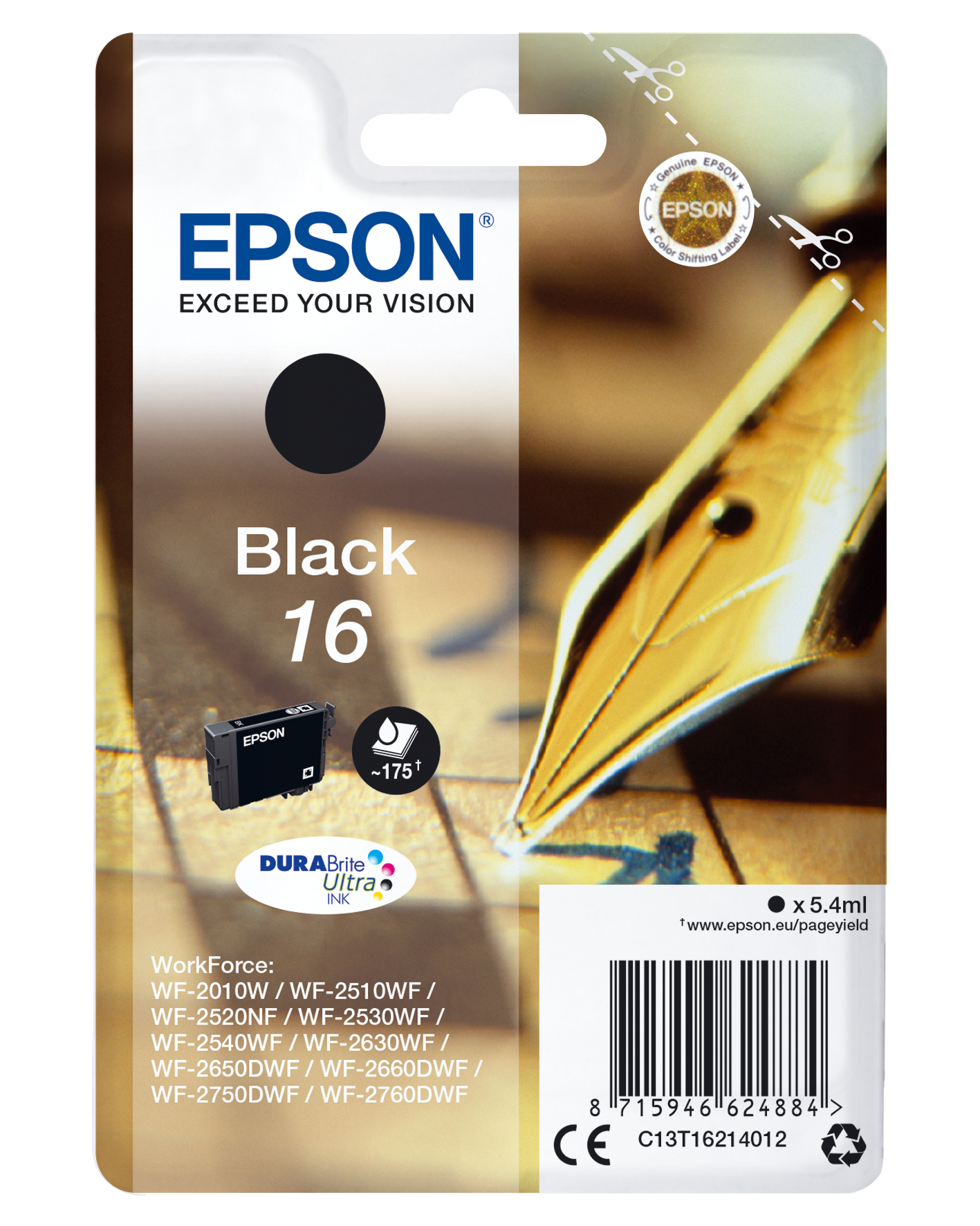 EPSON 6LB 16 ink cartridge black standard capacity 54ml 175 pages 1pack RFAM blister ws
