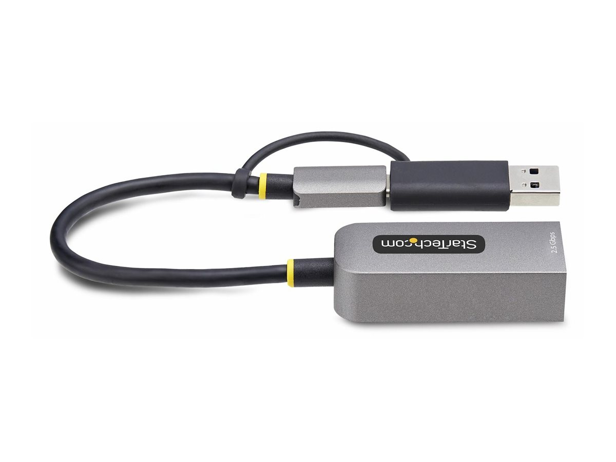 STARTECH.COM 2.5GbE USB C Ethernet Adapter mit USB-A Adapter USB-C LAN-RJ45 Netzwerkadapter USB 3.0 Typ-C 2.5Gb Netzwerk