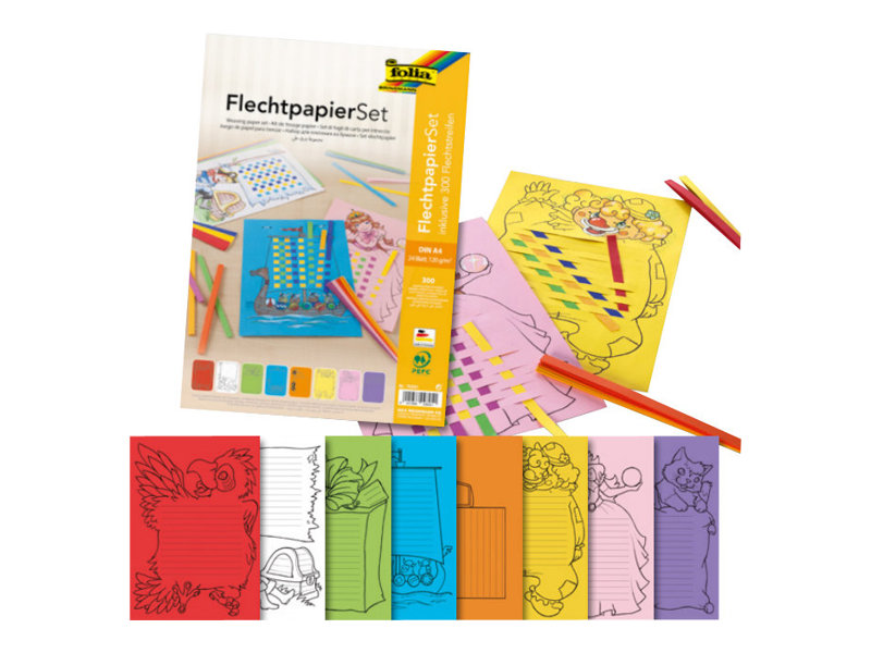 folia Bastelset Flechtpapiere mehrfarbig folia Bastelset Flechtpapiere mehrfarbig