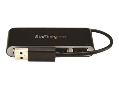StarTech.com Mobiler 4-Port-USB 2.0-Hub mit integriertem Kabel - Kompakter Mini USB Hub - Hub - 4 Anschlüsse