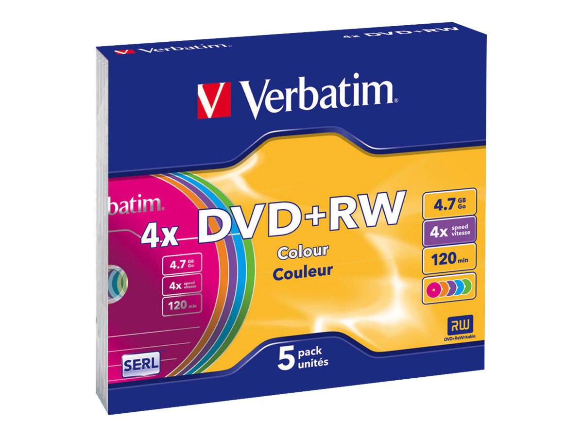 VERBATIM DVD+RW 4.7GB 4x (5) SC FARBIG
