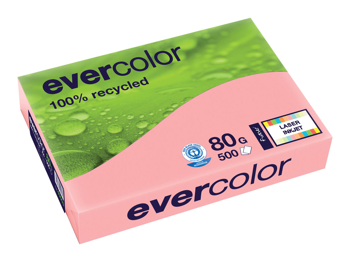 Clairefontaine Recyclingpapier Evercolor rosa DIN A4 80 gqm 500 Blatt