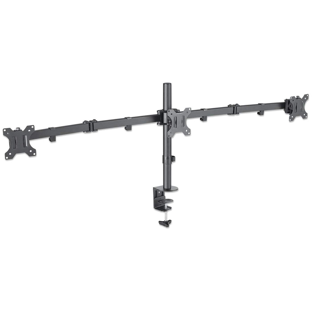 MANHATTAN LCD Monitorhalterung fuer 3 Displays zweichfach schwenkbar Tischhalterung mit 2 Monitorarmen bis 68,58cm 27Zoll schwarz