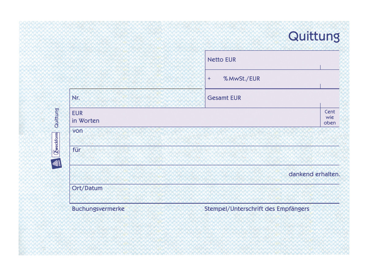 AVERY Zweckform Quittung, MwSt. separat ausgewiesen Formularbuch 302 AVERY Zweckform Quittung, MwSt. separat ausgewiesen Formularbuch 302