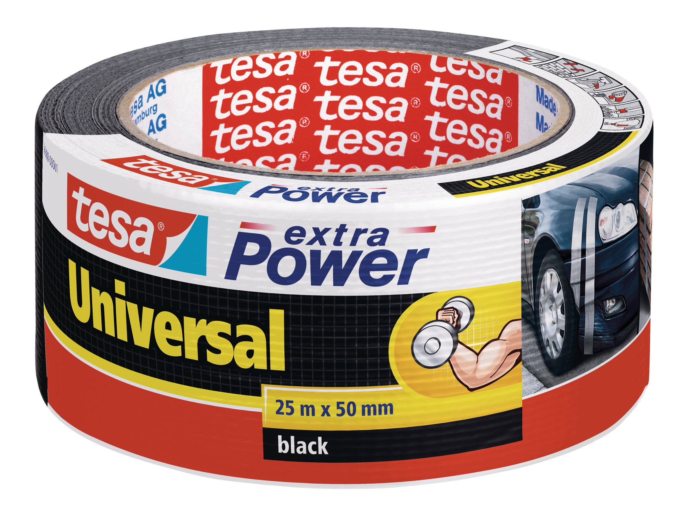 tesa extra Power® Universal Gewebeband schwarz 50,0 mm x 25,0 m 1 Rolle tesa extra Power® Universal Gewebeband schwarz 50,0 mm x 25,0 m 1 Rolle