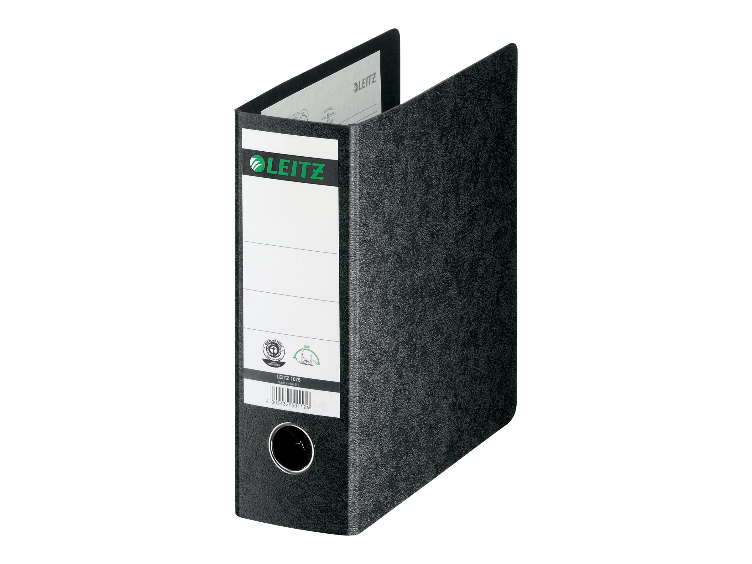 LEITZ 1075 Ordner schwarz marmoriert Karton 7,8 cm DIN A5 hoch