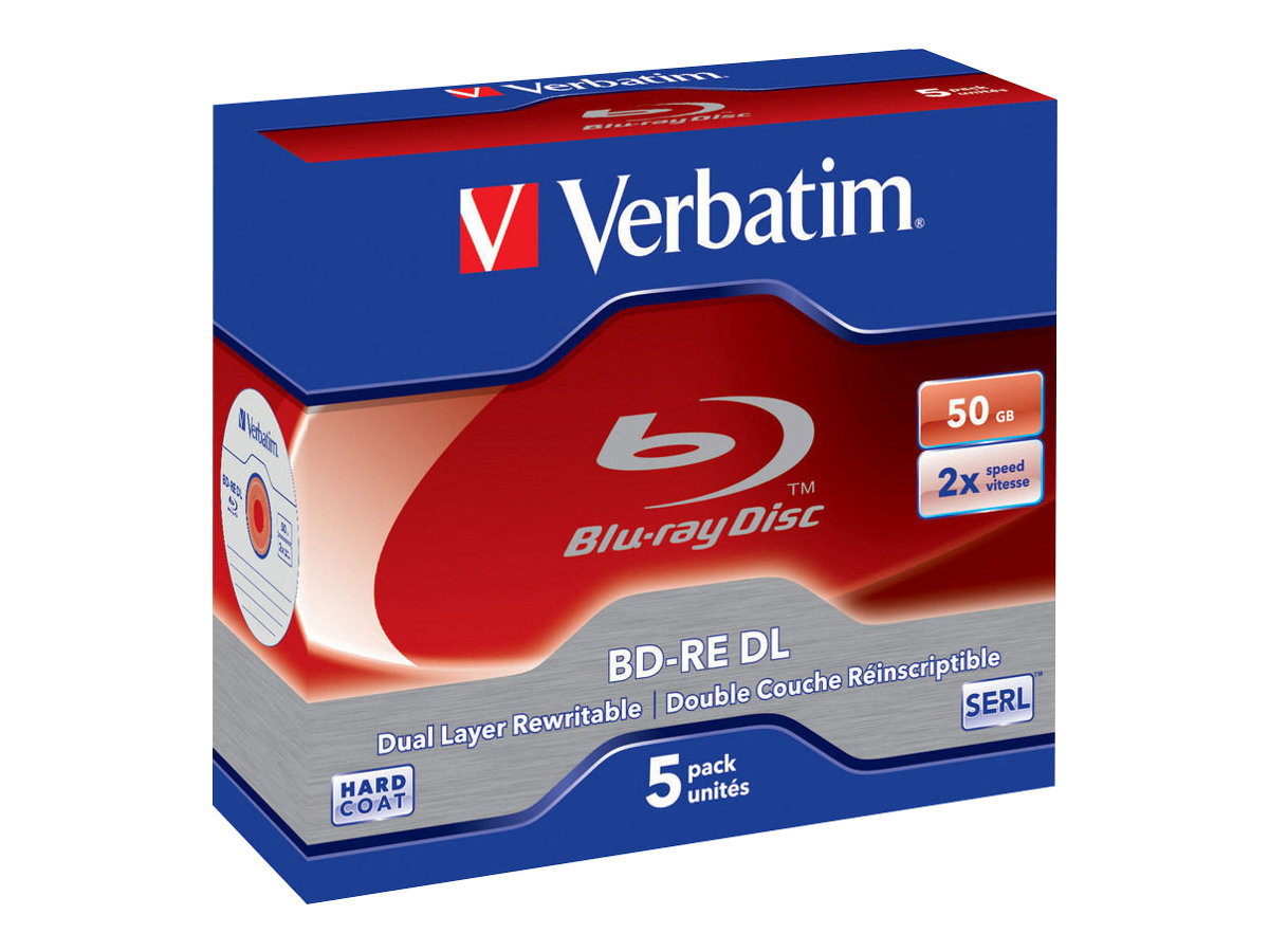 5 verbatim Blu-ray BD-RE 50 GB Double Layer, wiederbeschreibbar