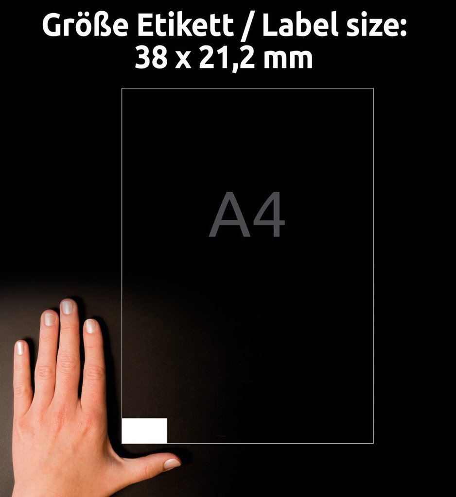 1.950 AVERY Zweckform Etiketten 6121 weiÃ 38,0 x 21,2 mm