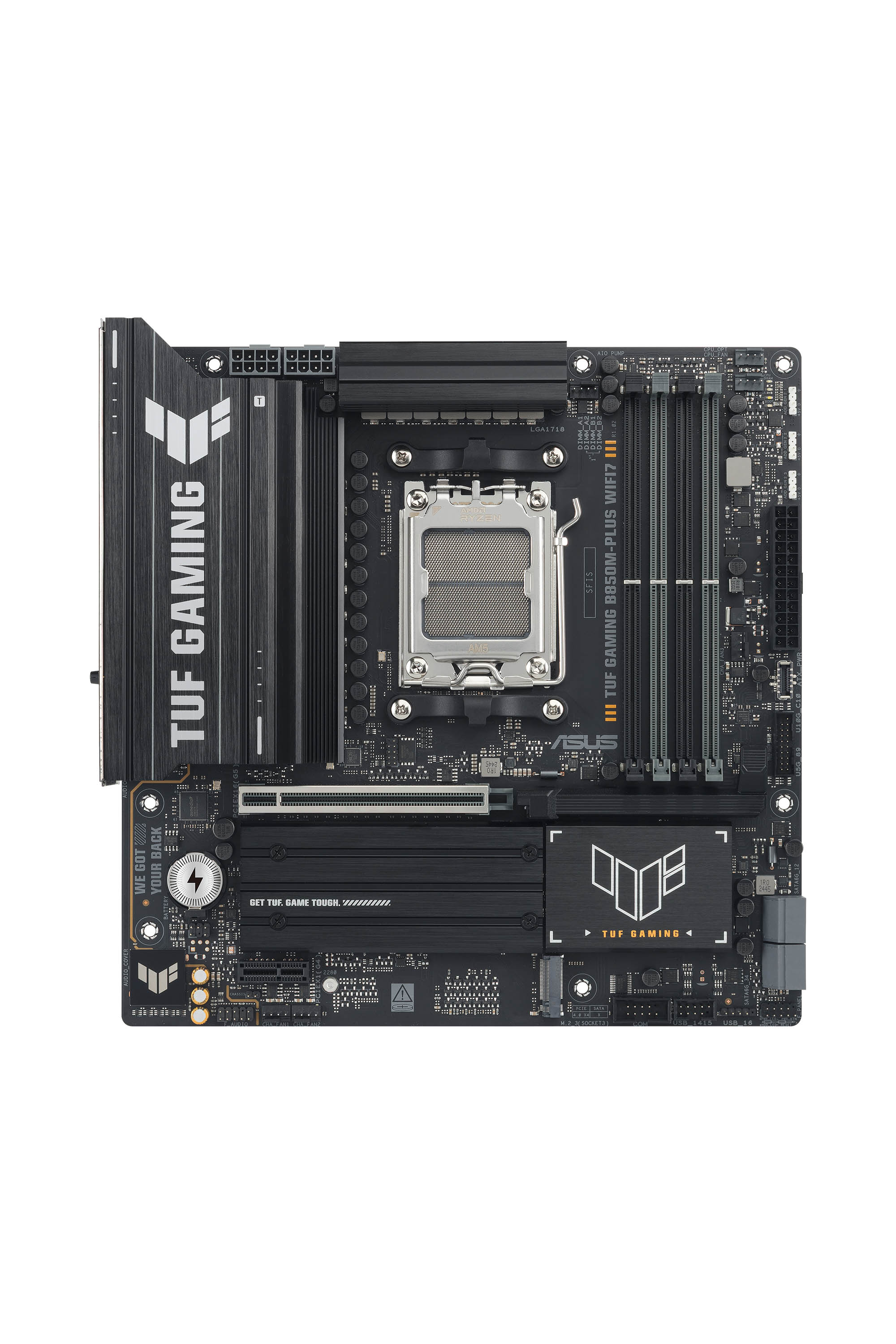 ASUS AMD TUF GAMING B850MPLUS WIFI7 MicroATX motherboard DDR5 PCIe 50 3xM2 1xHDMI 1xDisplayPort