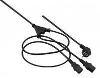 helos Netzanschluss-Y-Kabel, Schutzkontaktstecker auf 2 x C13, schwarz, 2,0m helos Netzanschluss-Y-Kabel, Schutzkontaktstecker auf 2 x C13, schwarz, 2,0m