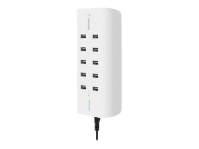 10-Port USB-Ladestation,120W, 2,4A pro Port, Weiß