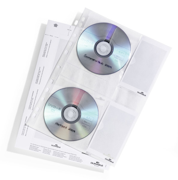 DURABLE 4erCD/DVD-HÃ¼lle A4 mit Schutzvlies 5er Btl. transp