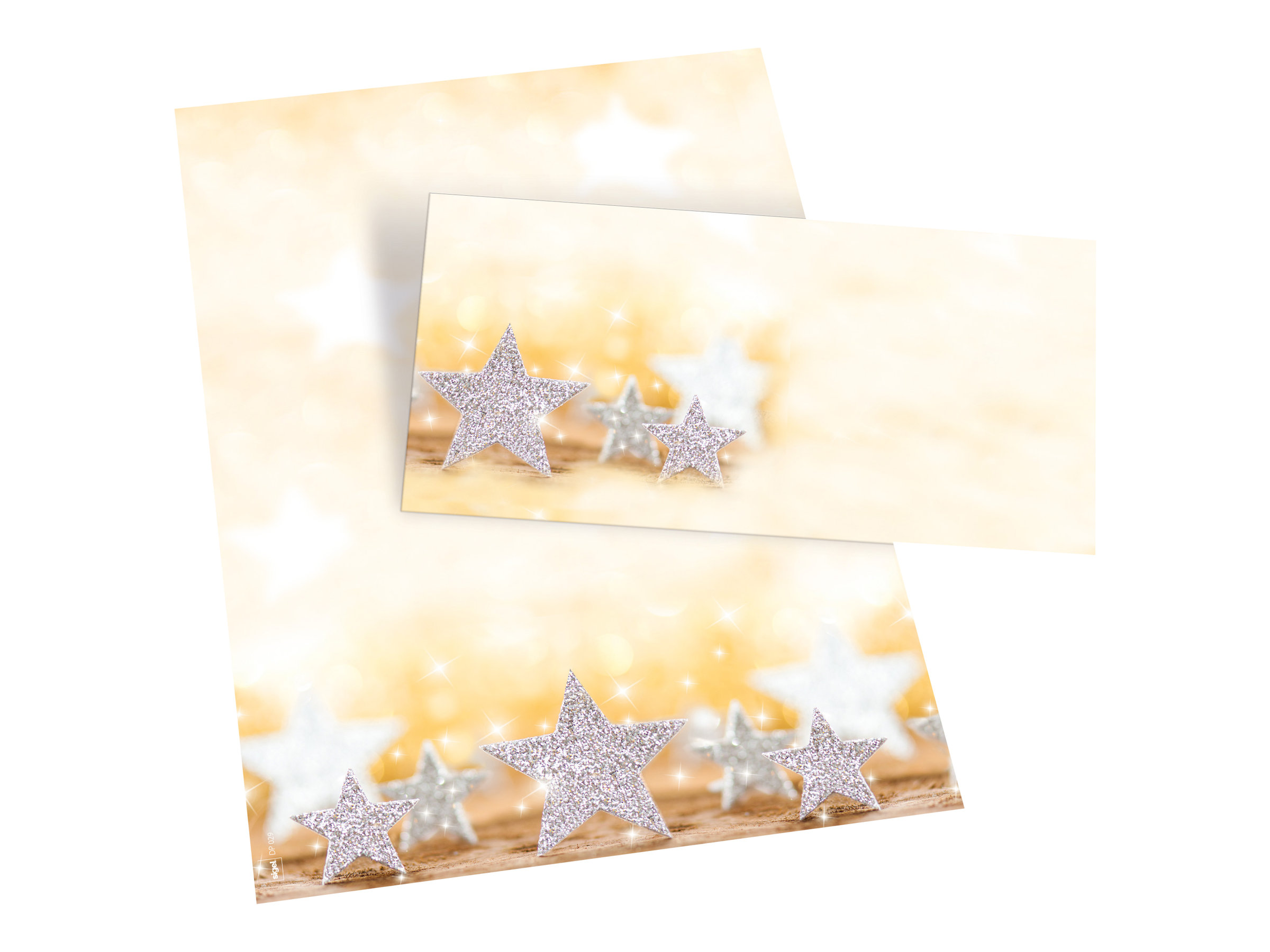 50 SIGEL Weihnachtsbriefumschlaege Glitter Star DIN lang ohne Fenster