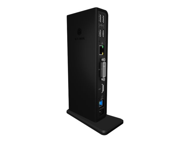 ICY BOX USB 3.0 Dual Docking Station IB-DK2241AC 1x DVI 1x HDMI 2048x1152 Px Gigabit LAN 2x USB 3.0 4x USB 2.0 Hub Audio 1xUSB BC1.2