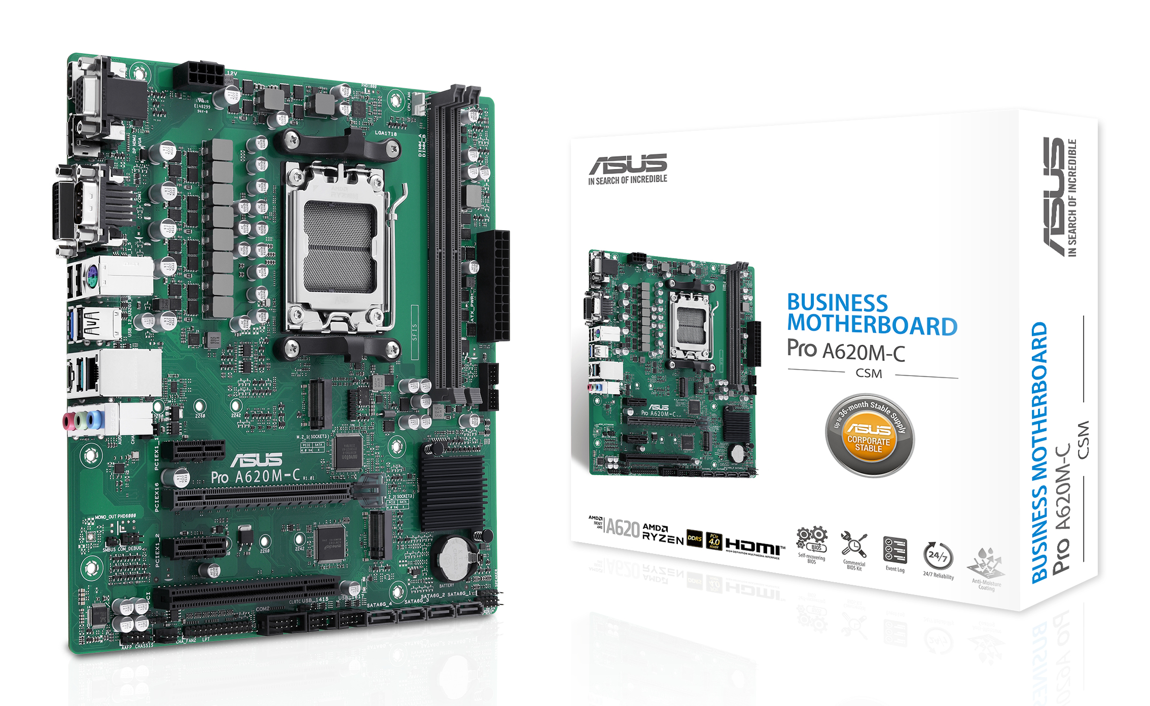 ASUS PRO A620MCCSM AM5 2xDDR5 mATX MB 4xSATA 2xM2