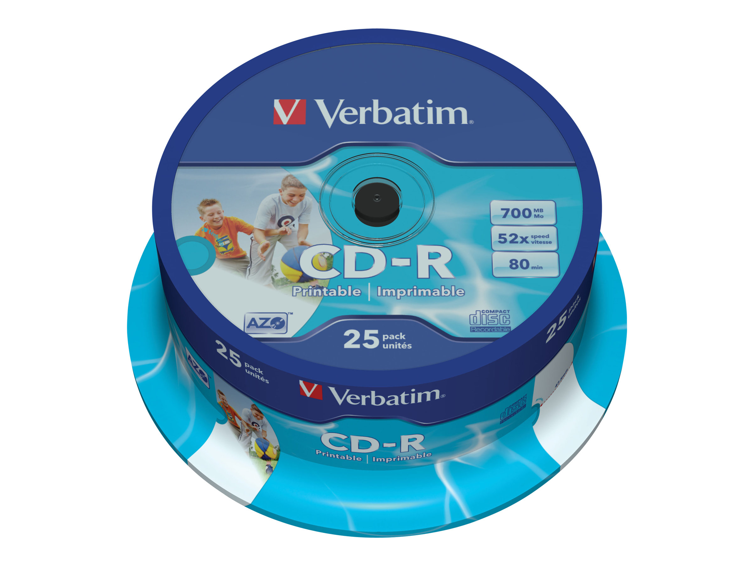 CD-R  Verbatim 700MB 25pcs Pack 52x Spindel printable retail