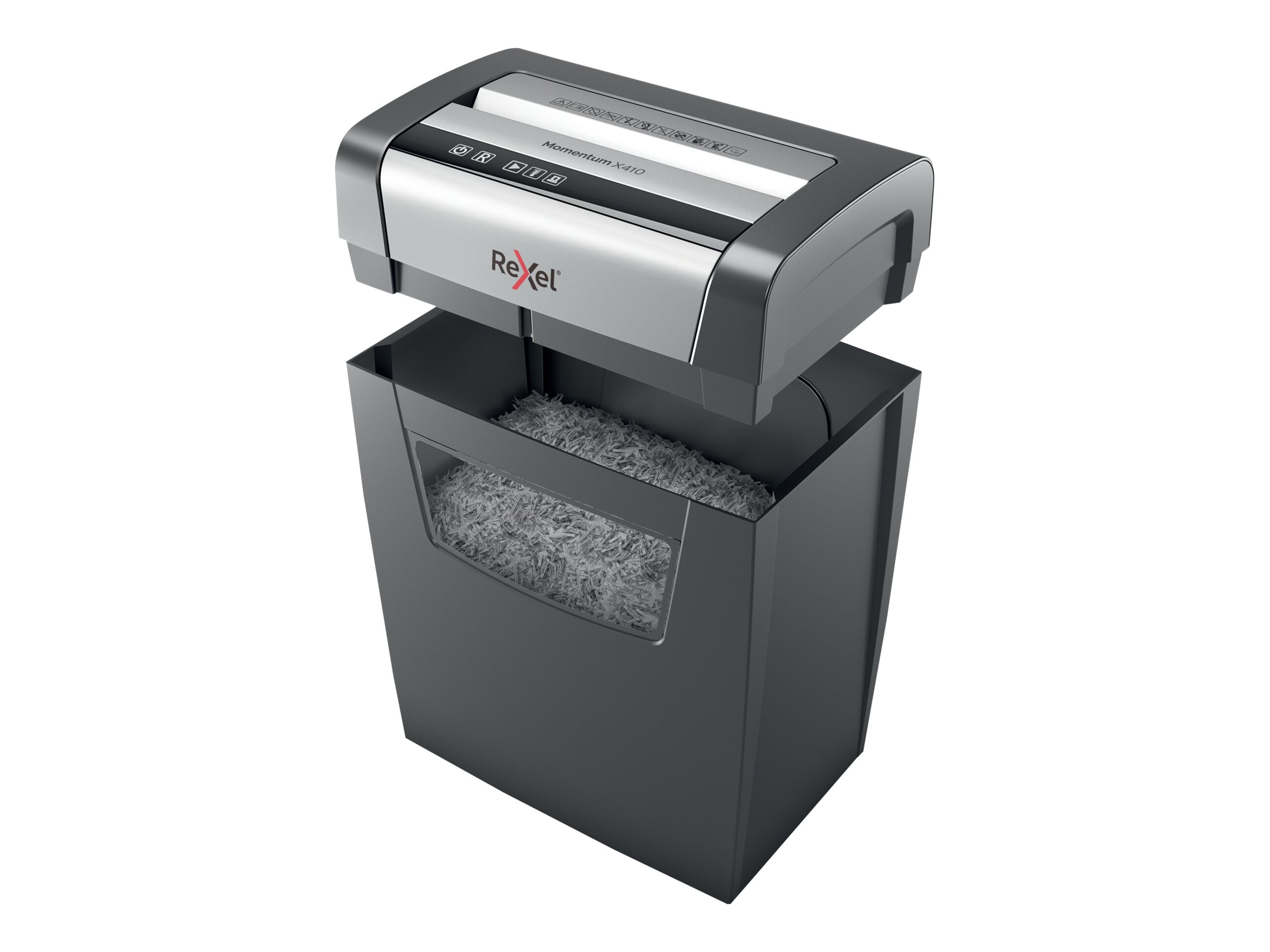 Rexel Momentum X410 Aktenvernichter mit Partikelschnitt P-4, 4 x 28 mm, bis 10 Blatt, schwarz