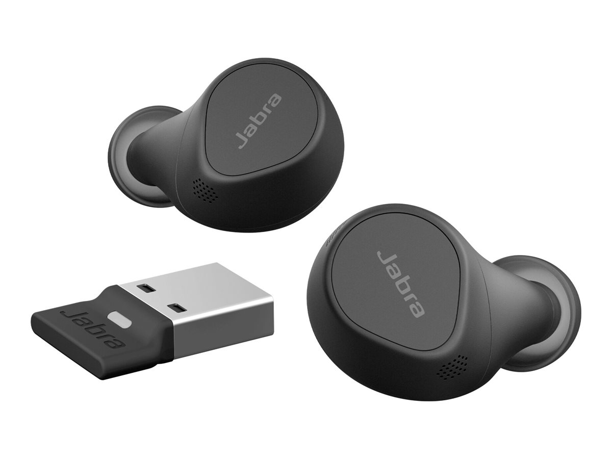JABRA Evolve2 Buds MS True wireless earphones with mic in-ear Bluetooth active noise cancelling USB-A via BT adapter black MSTea
