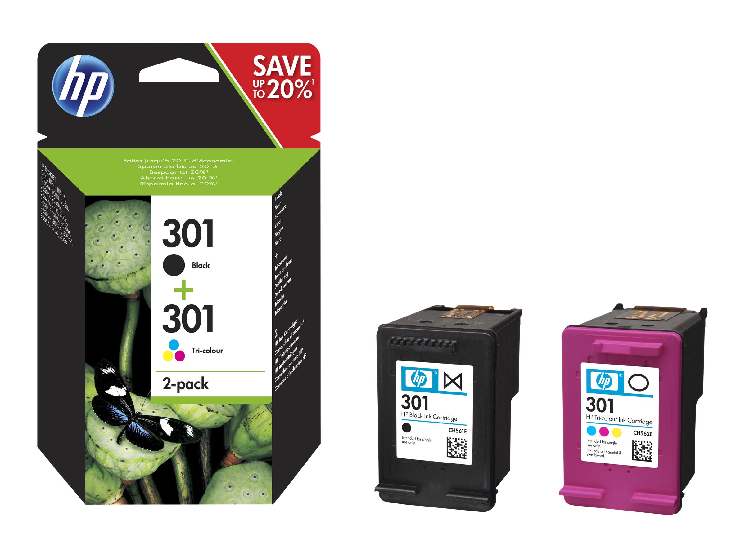 HP 301 (N9J72AE) schwarz, color Druckerpatronen, 2er-Set