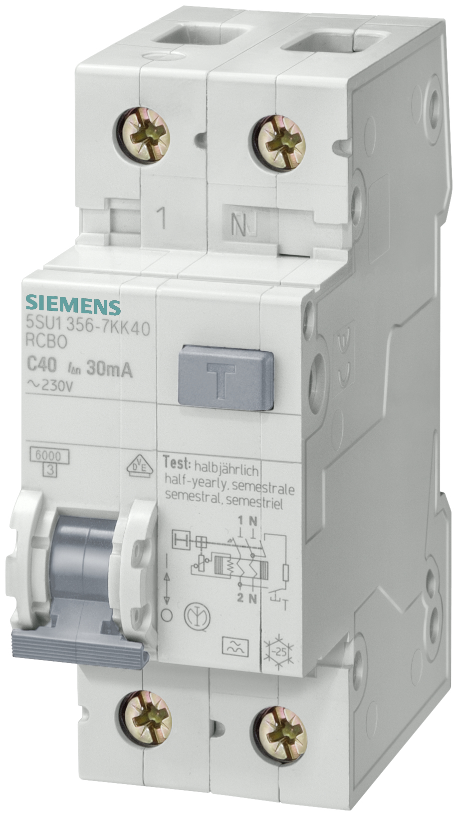 Siemens FI/LS-Schalter B16/0,03A 6kA 1polig+N Typ A Siemens FI/LS-Schalter B16/0,03A 6kA 1polig+N Typ A
